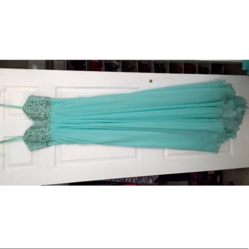 Teal prom dress that was worn once